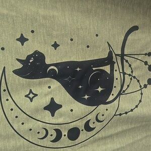 Cat Crescent Moon Stars Whimiscal Design Plus Size XXL New W out Tags NWOT